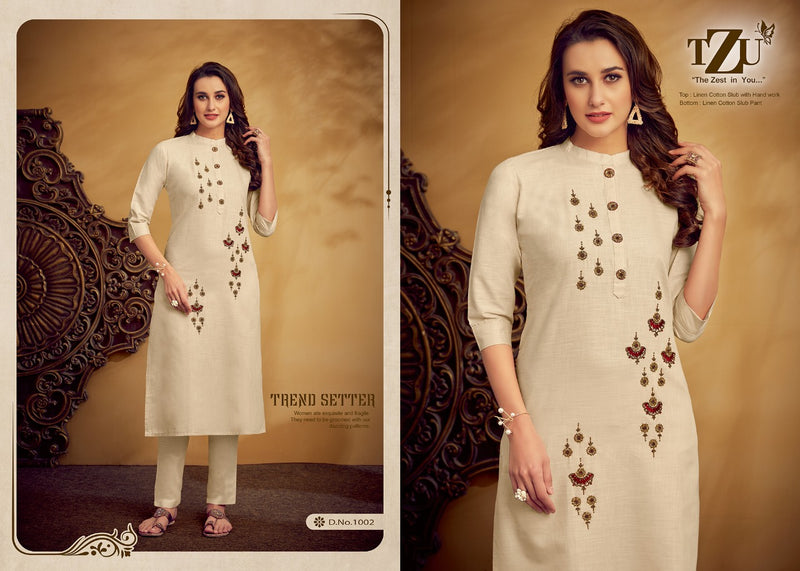Tzu Amaya Linen Cotton Stylish Designer Casual Wear Kurti