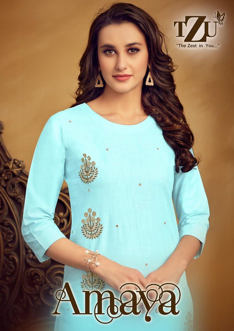 Tzu Amaya Linen Cotton Stylish Designer Casual Wear Kurti