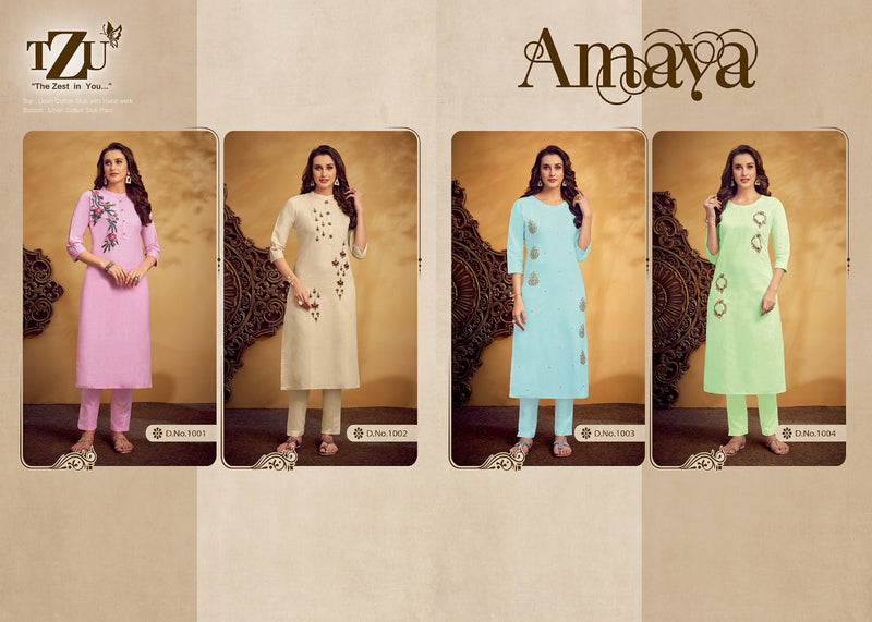 Tzu Amaya Linen Cotton Stylish Designer Casual Wear Kurti