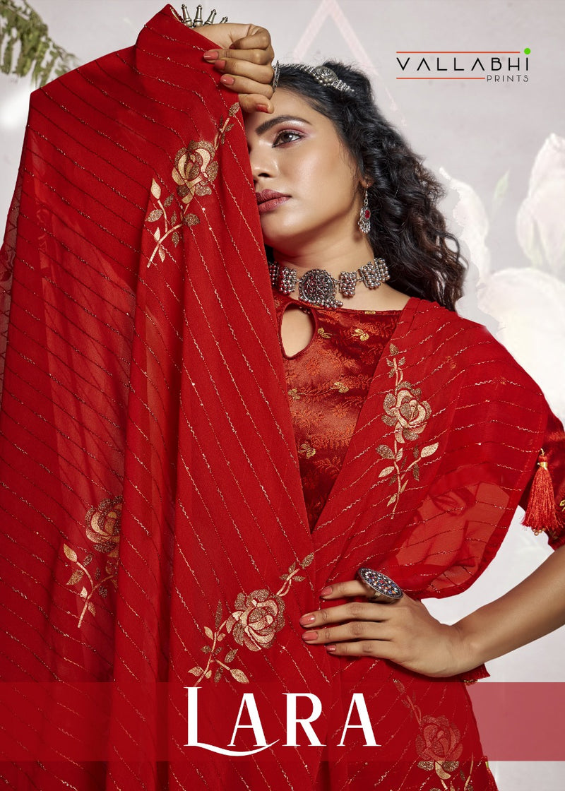 Vallabhi Print Lara Georgette Stylish Designer Party Wear Fancy Look Sarees