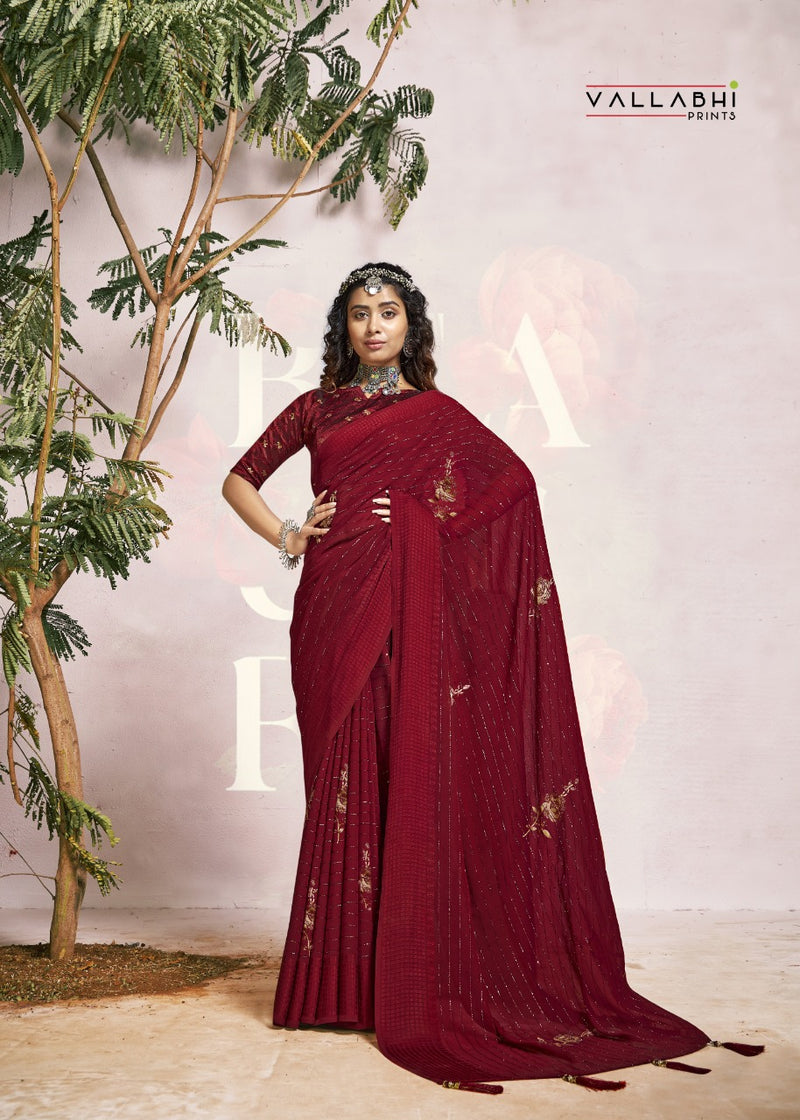 Vallabhi Print Lara Georgette Stylish Designer Party Wear Fancy Look Sarees