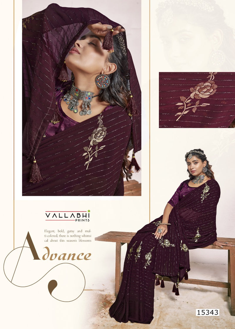 Vallabhi Print Lara Georgette Stylish Designer Party Wear Fancy Look Sarees