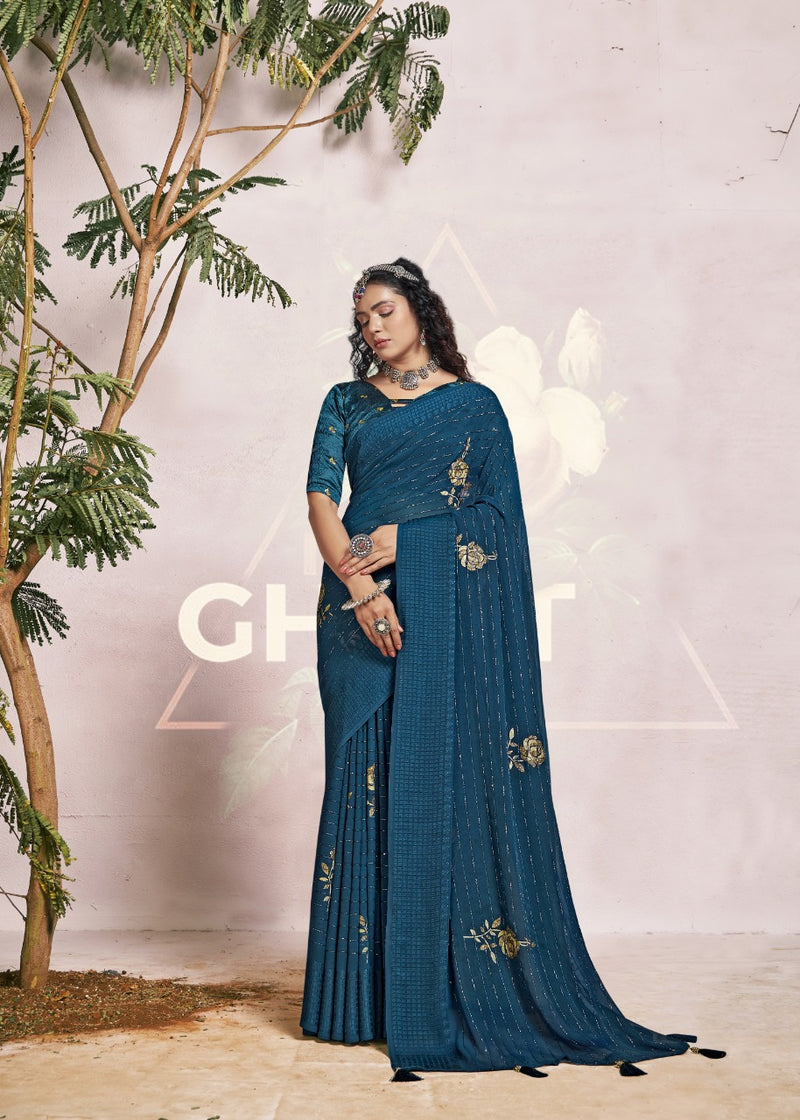 Vallabhi Print Lara Georgette Stylish Designer Party Wear Fancy Look Sarees