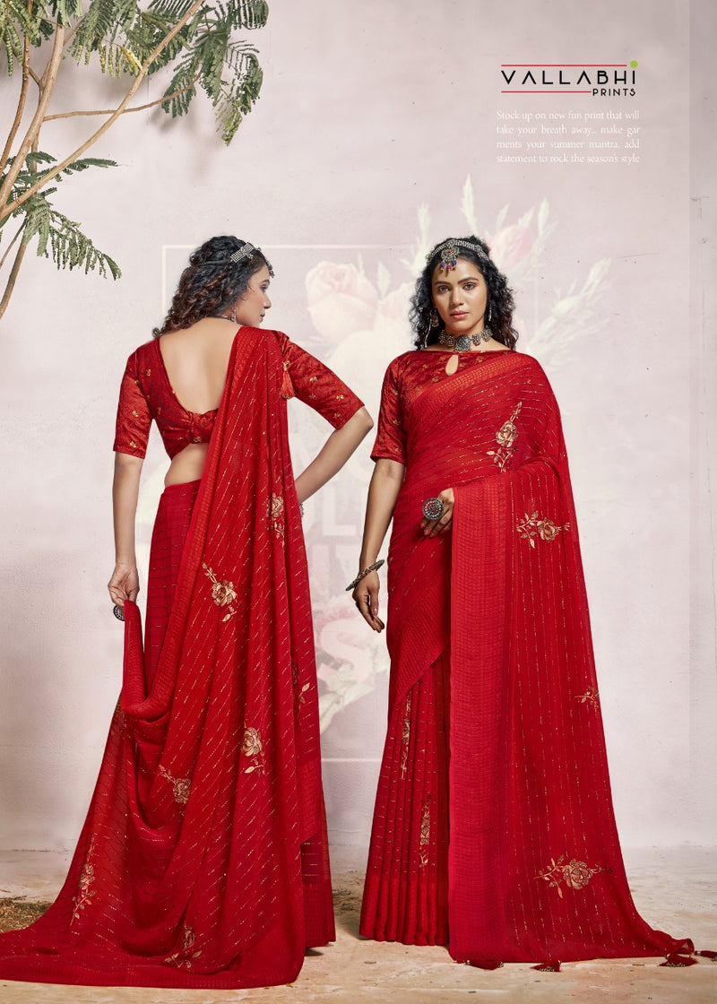Vallabhi Print Lara Georgette Stylish Designer Party Wear Fancy Look Sarees