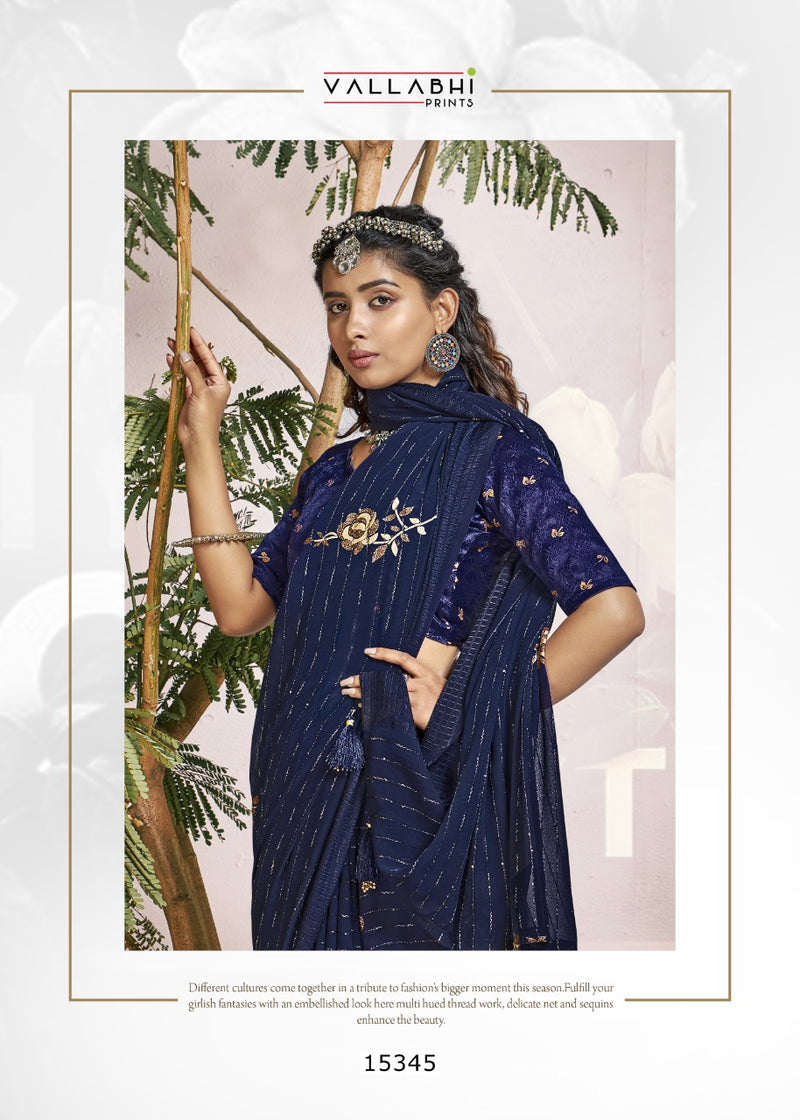 Vallabhi Print Lara Georgette Stylish Designer Party Wear Fancy Look Sarees