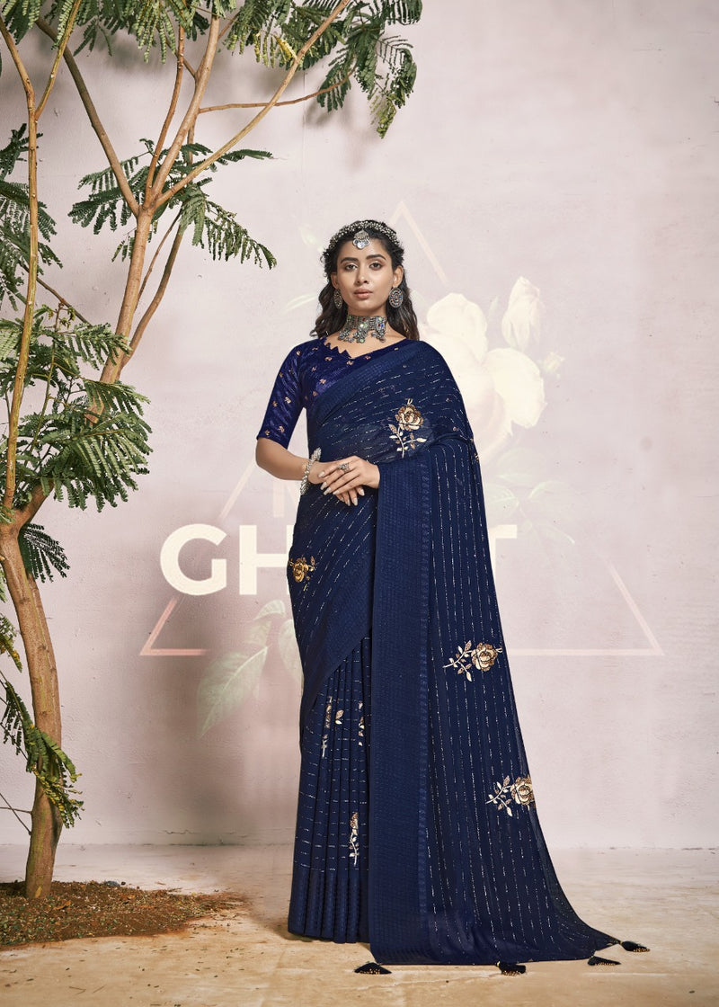 Vallabhi Print Lara Georgette Stylish Designer Party Wear Fancy Look Sarees