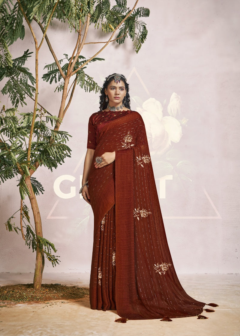 Vallabhi Print Lara Georgette Stylish Designer Party Wear Fancy Look Sarees