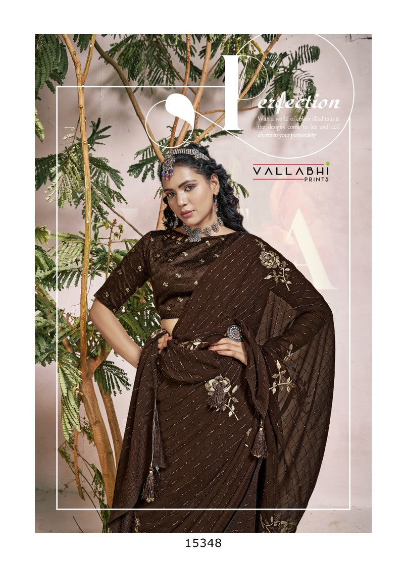 Vallabhi Print Lara Georgette Stylish Designer Party Wear Fancy Look Sarees