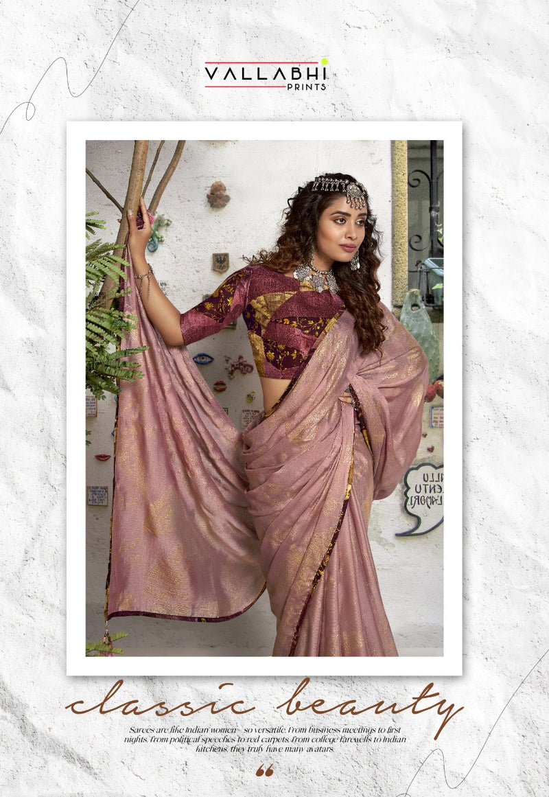 Vallabhi Print Shanaya Chinnon Chiffon Stylish Designer Party Wear Sarees
