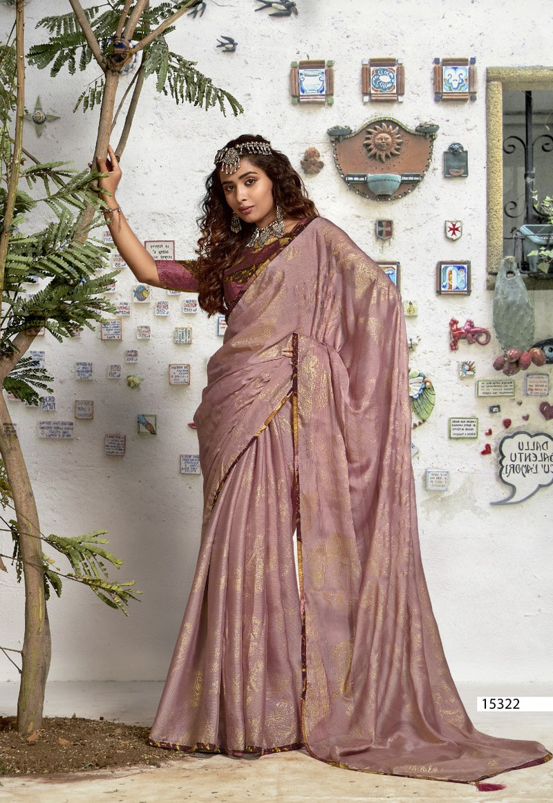 Vallabhi Print Shanaya Chinnon Chiffon Stylish Designer Party Wear Sarees