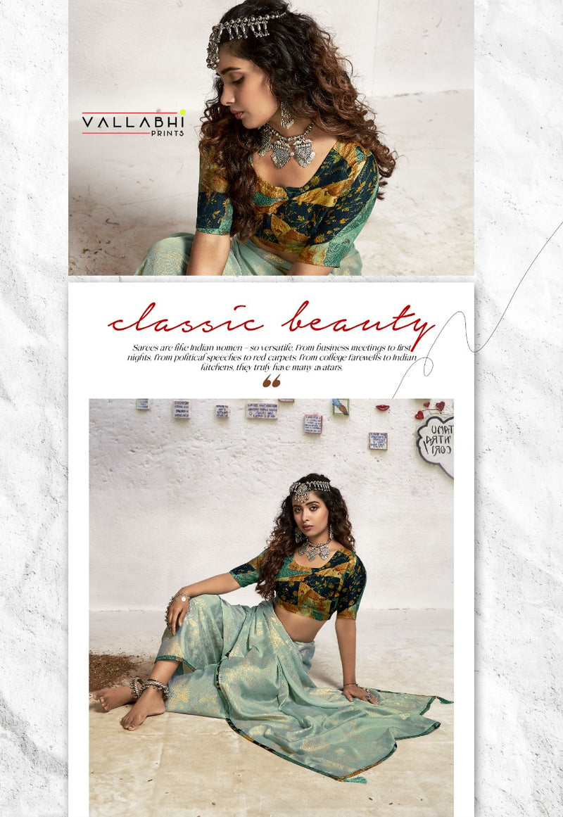 Vallabhi Print Shanaya Chinnon Chiffon Stylish Designer Party Wear Sarees