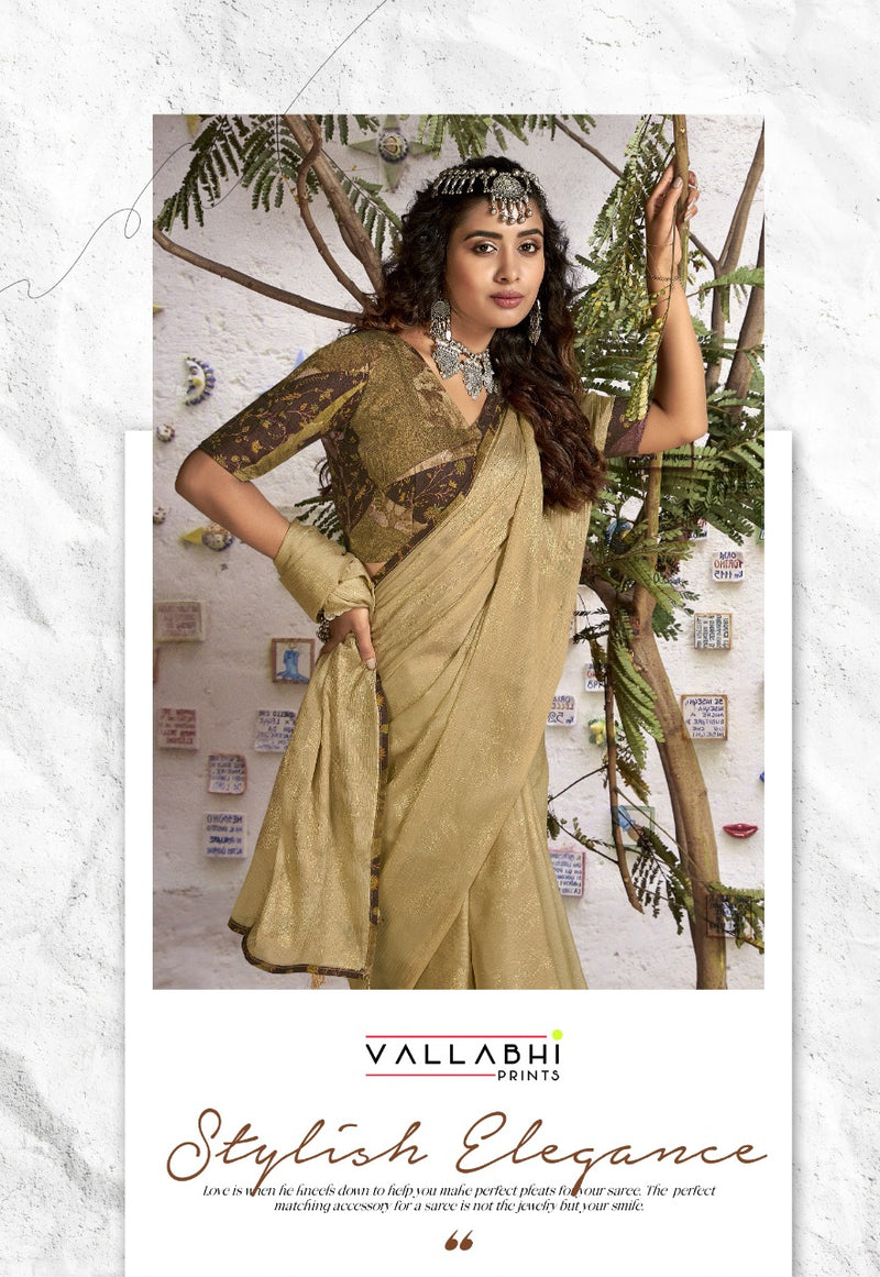 Vallabhi Print Shanaya Chinnon Chiffon Stylish Designer Party Wear Sarees