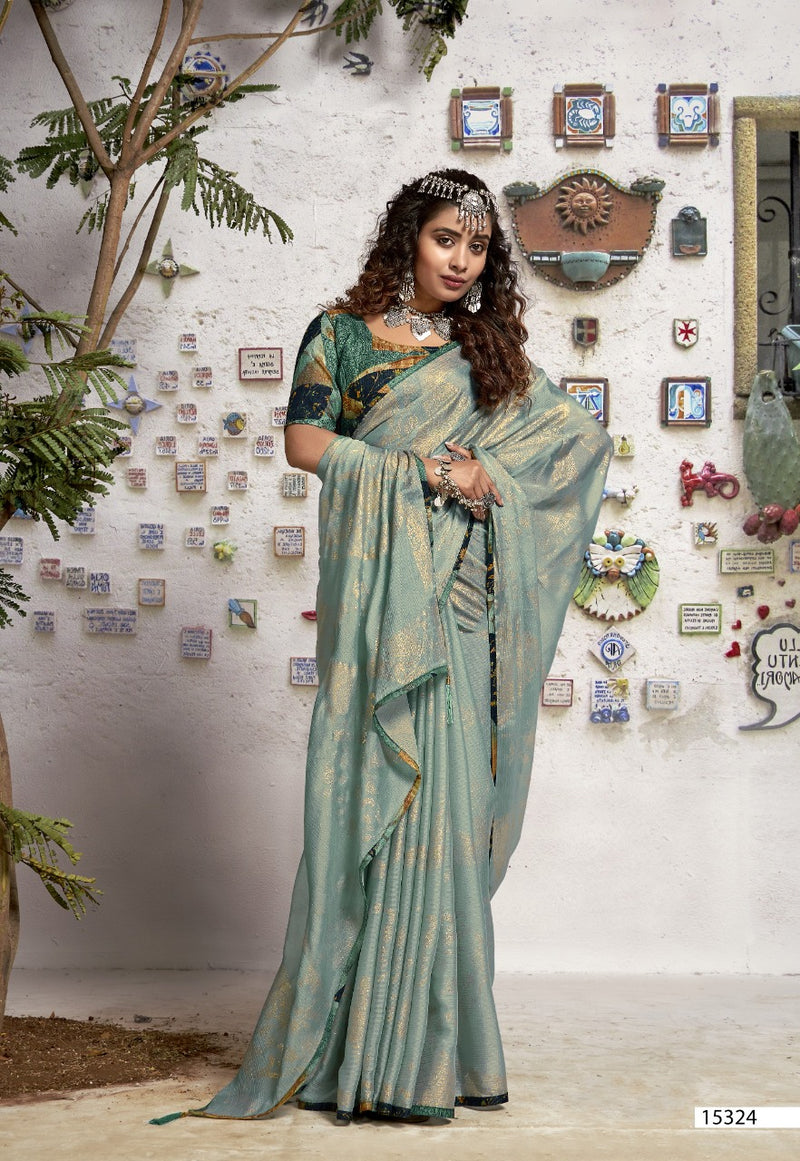 Vallabhi Print Shanaya Chinnon Chiffon Stylish Designer Party Wear Sarees