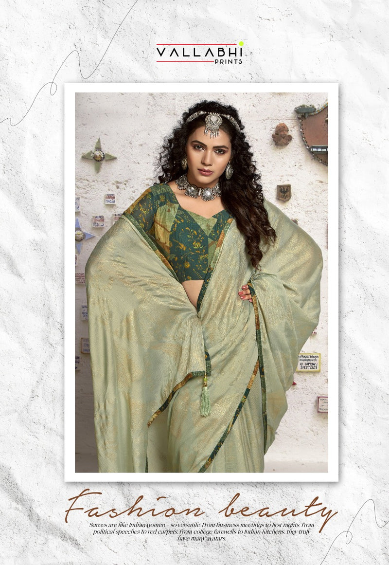 Vallabhi Print Shanaya Chinnon Chiffon Stylish Designer Party Wear Sarees
