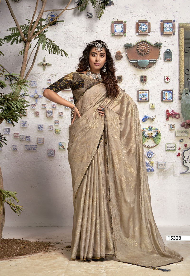 Vallabhi Print Shanaya Chinnon Chiffon Stylish Designer Party Wear Sarees