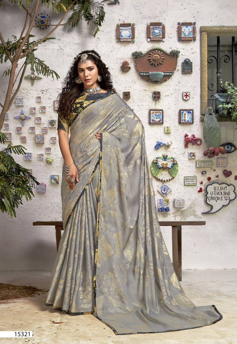 Vallabhi Print Shanaya Chinnon Chiffon Stylish Designer Party Wear Sarees