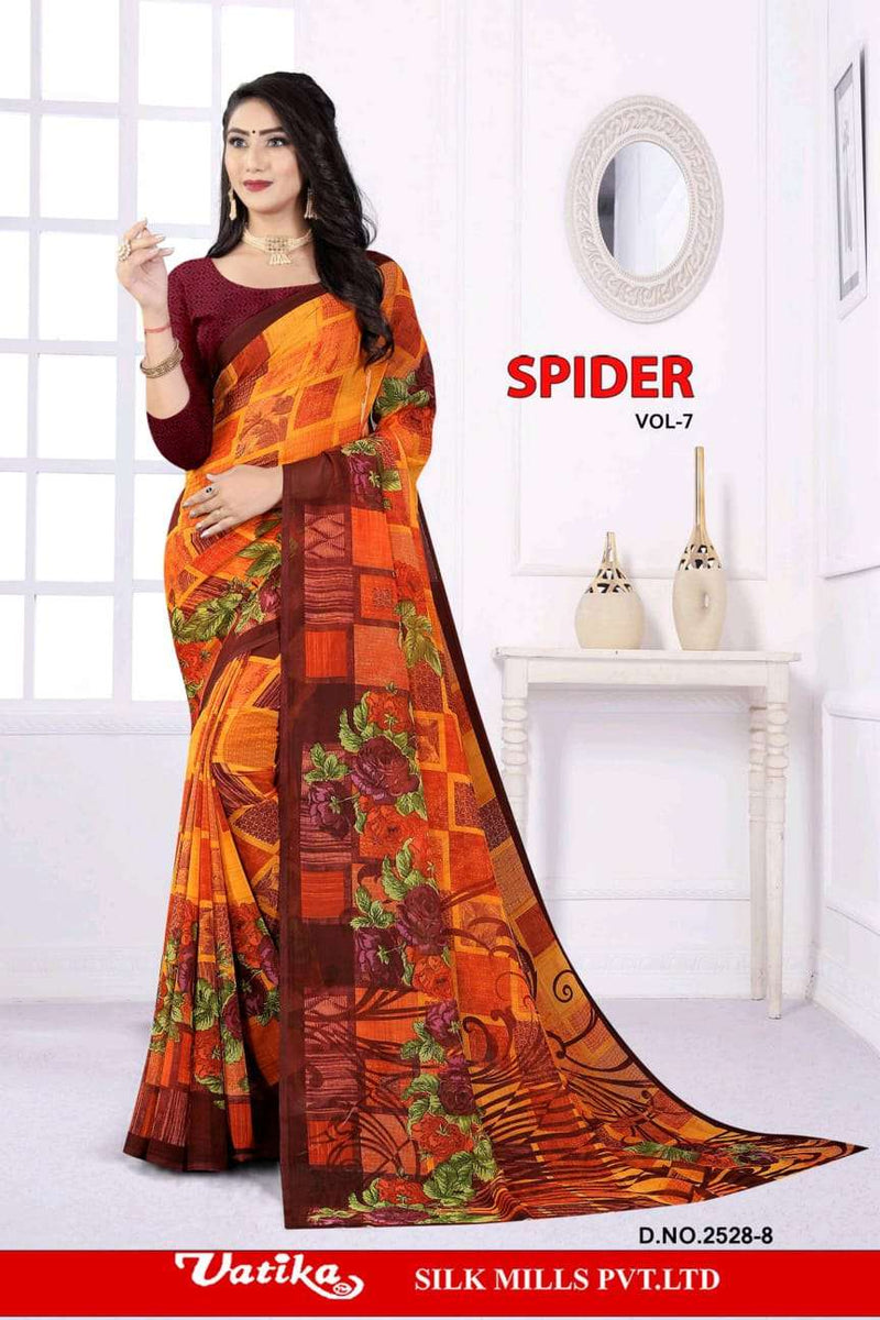 Vatika silk Mills Spider Vol 7 Casual Heavy Dani Designer Wear Saree