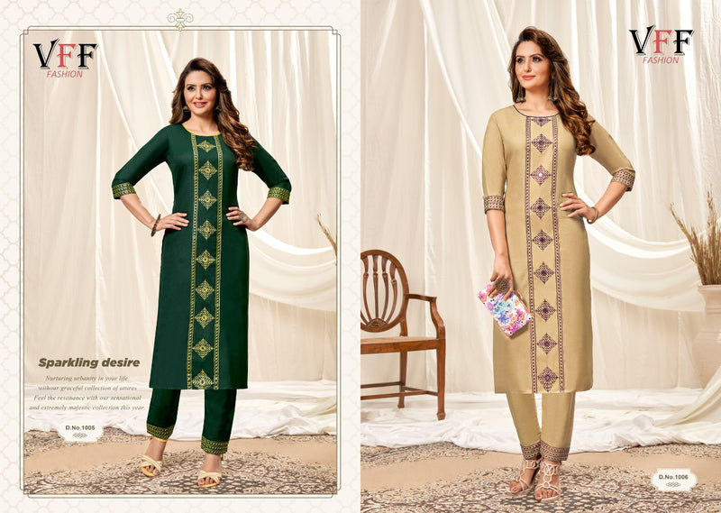 Vff Taniya Ruby Cotton Stylish Designer Official Wear Kurti Collection