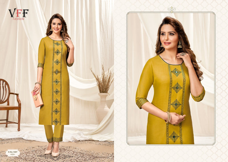 Vff Taniya Ruby Cotton Stylish Designer Official Wear Kurti Collection