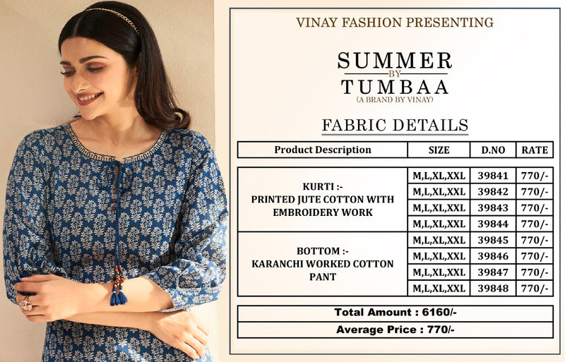 Vinay Fashion Tumbaa Summer Cotton Stylish Designer Casual Wear Kurti
