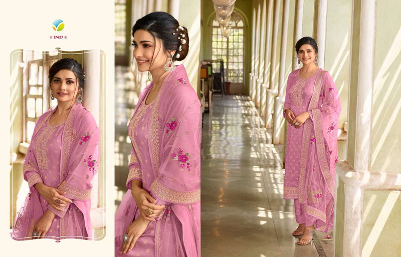 Vinay Fashion Dno 17432 To 17437 Dola With Heavy Embroidery Net Dupatta Stylish Designer Casual Look Salwar Suit