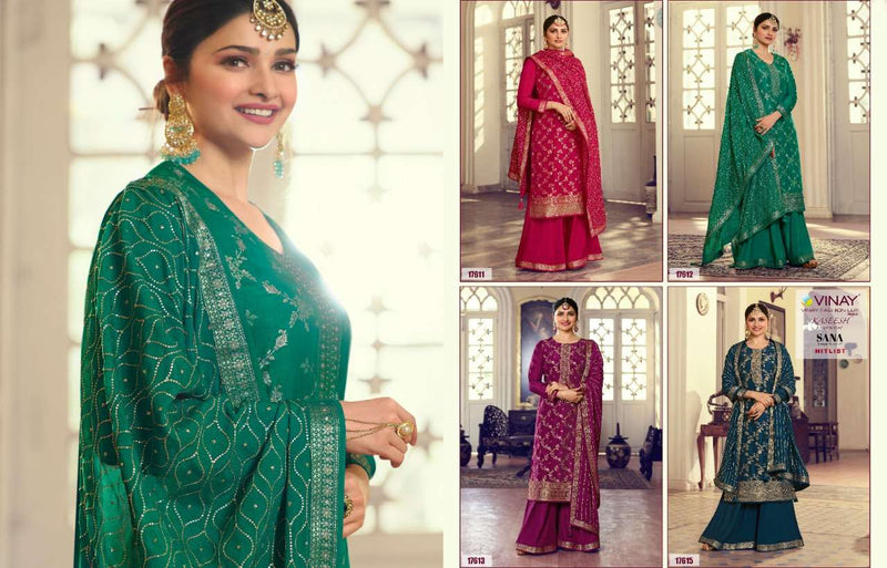 Vinay Fashion Dno 17611 To 17615 Dola With Heavy Embroidery Duptta Stylish Designer Casual Look Salwar Kameez