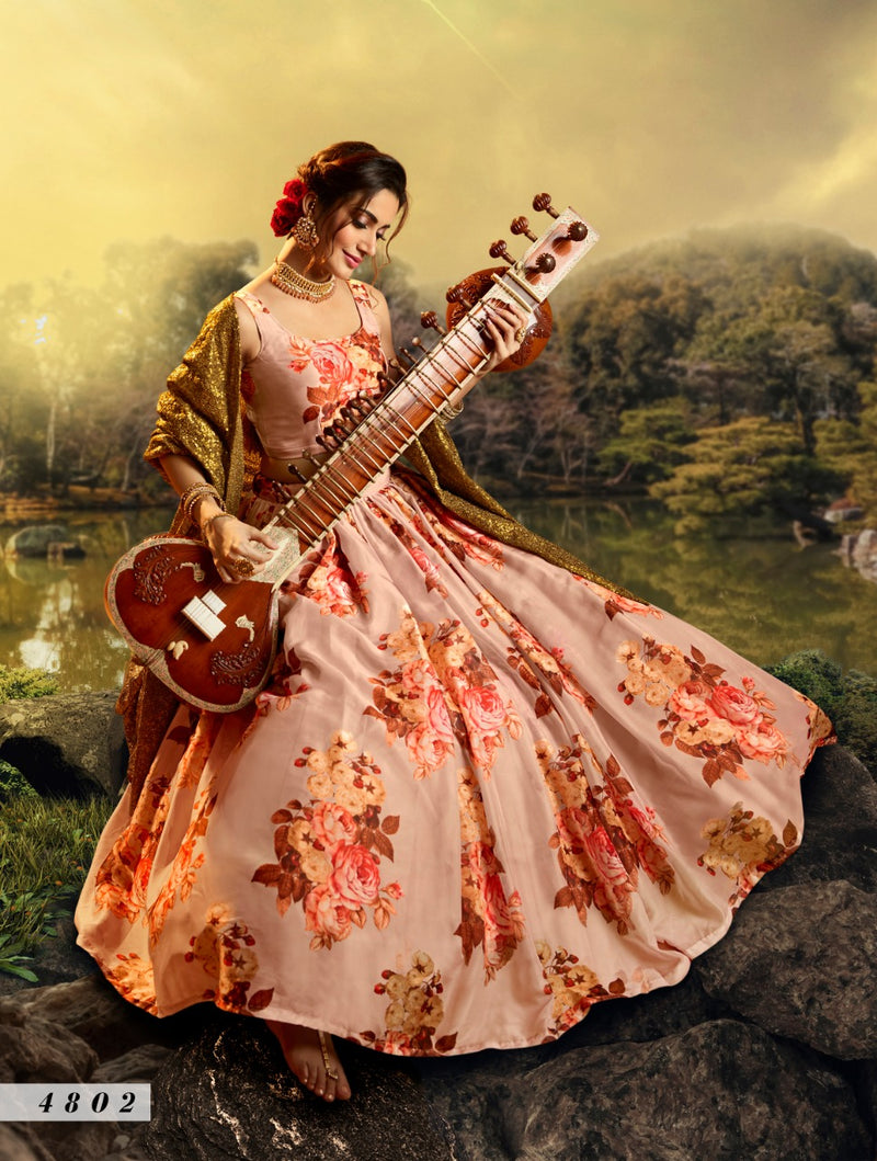 Virasat Devi 4802 Organza  Floweral Printed Stylish Designer Party Wear Lehenga Choli