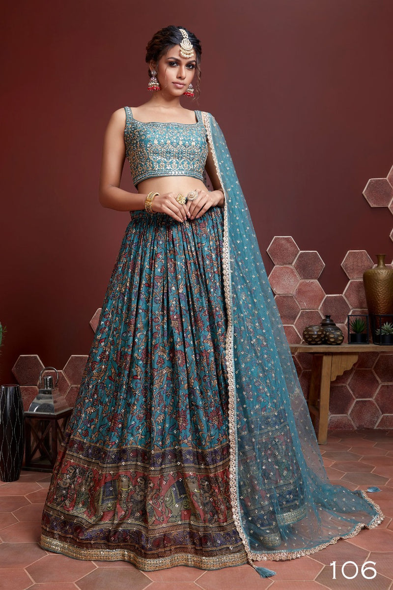 Virasat Mandakini Dno 106 Chinon Silk Stylish Designer Party Wedding Wear Lehenga Choli