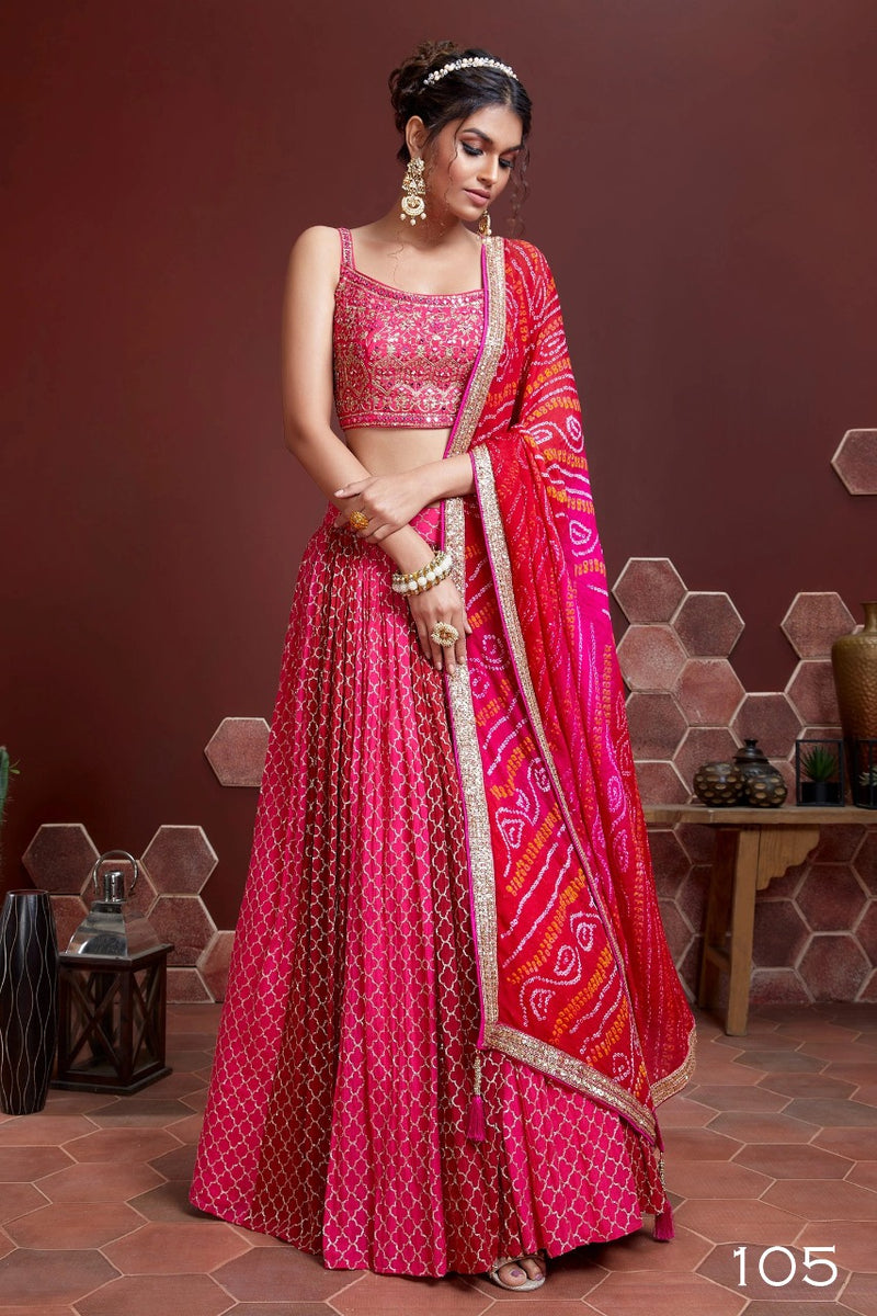 Virasat Mandakini Dno 105 Chinon Silk Stylish Designer Party Wedding Wear Lehenga Choli