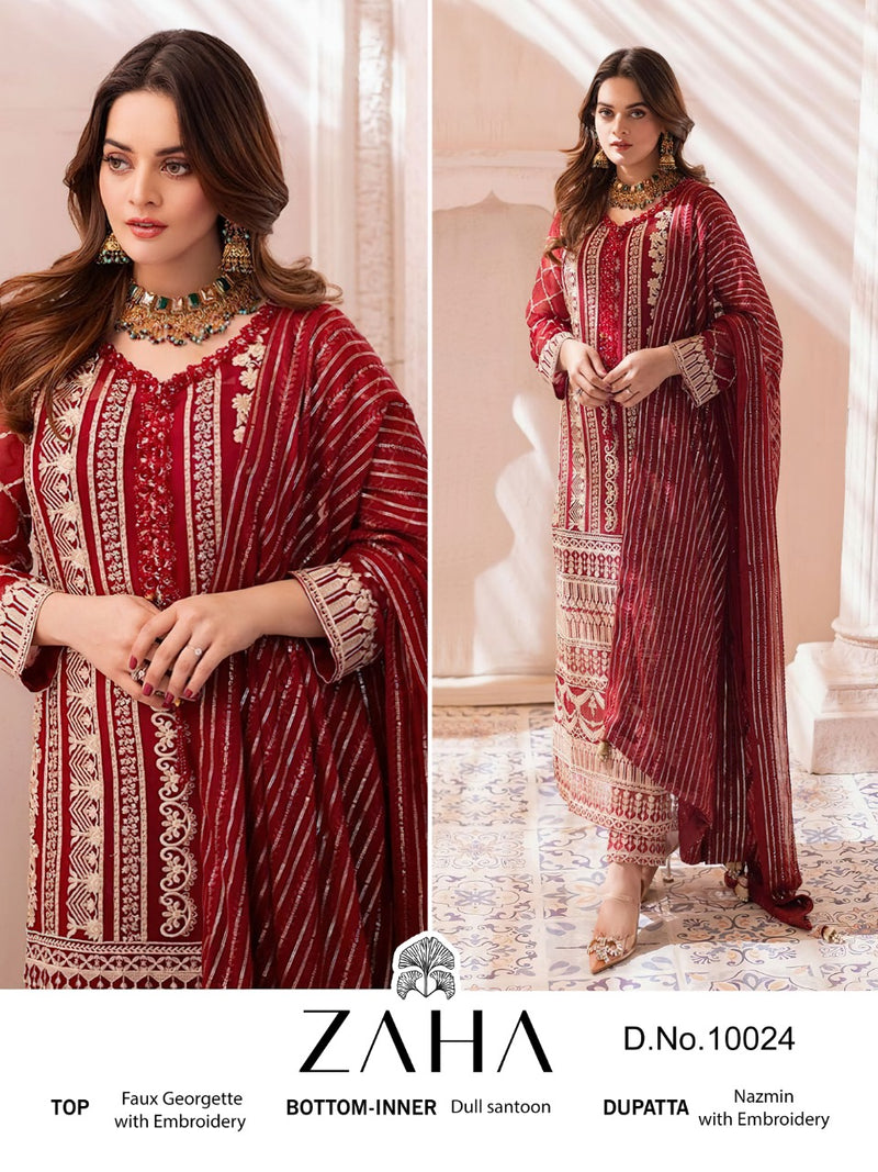 Zaha Dno 10024 Georgette Stylish Embroidery Designer Wear Salwar Kameez