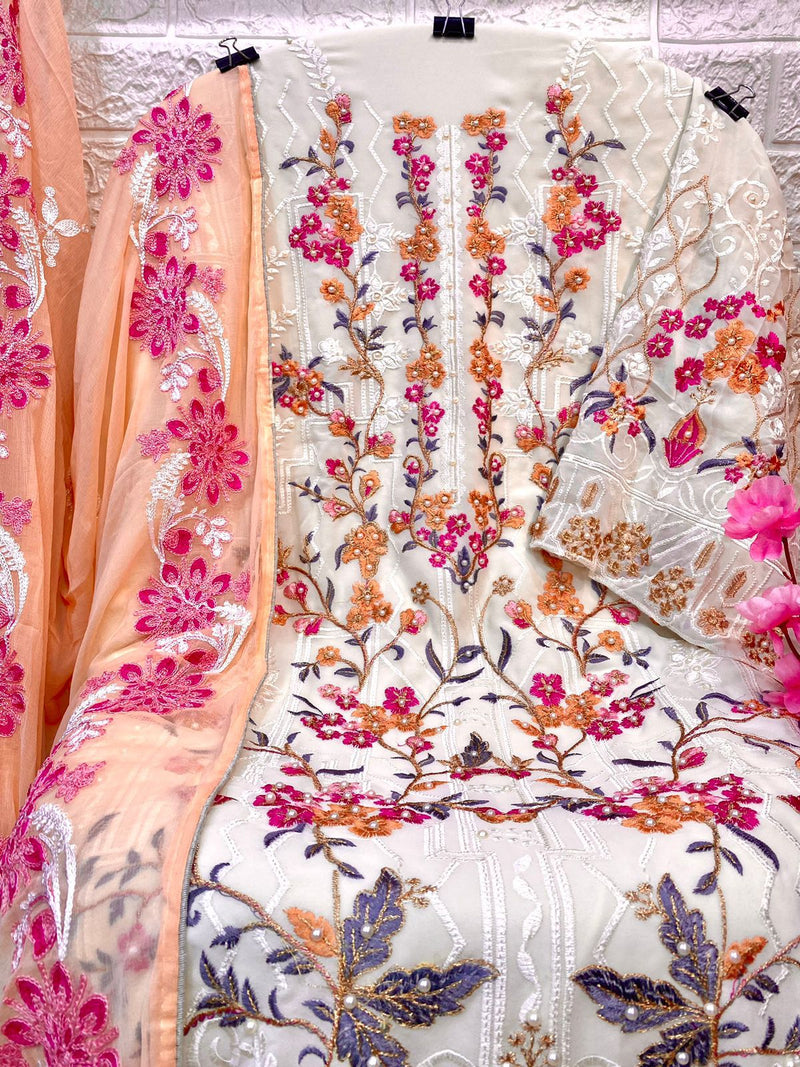 Zaha Dno 10013 Georgette With Heavy Embroidery Work Stylish Designer Pakistani Salwar Kameez