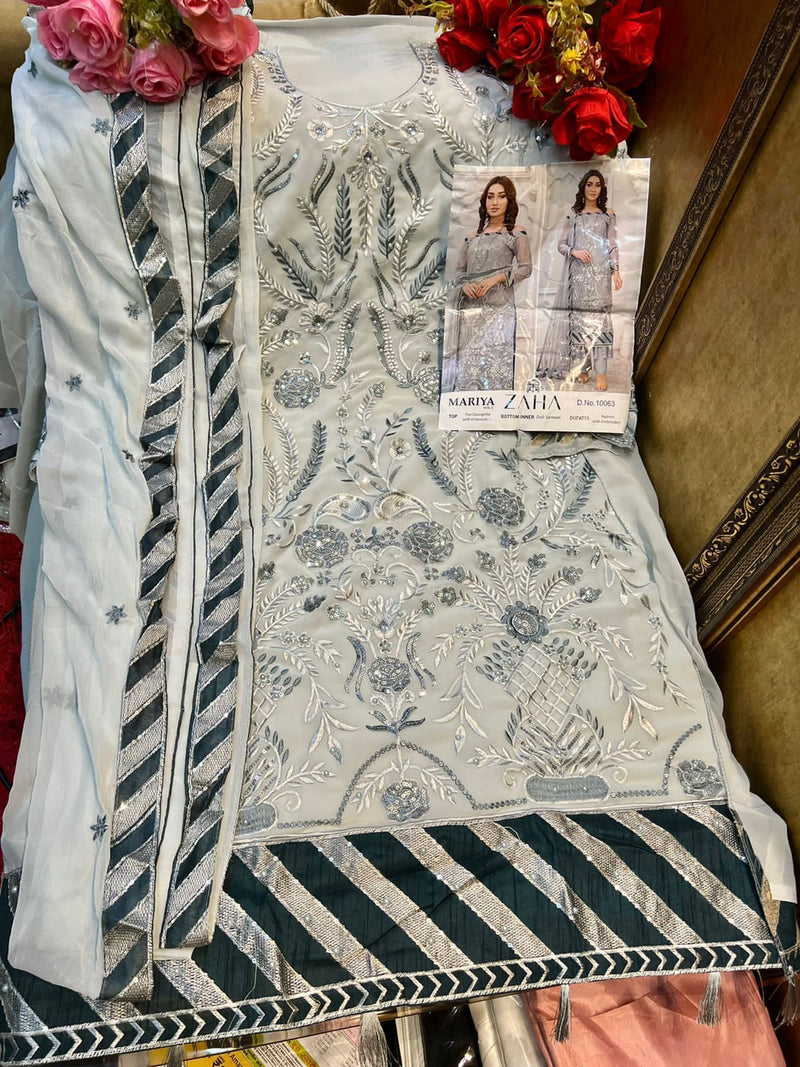 Zaha Dno 10063 Georgette With Heavy Beautiful Embroidery Work Stylish Designer Pakistani Salwar Suit