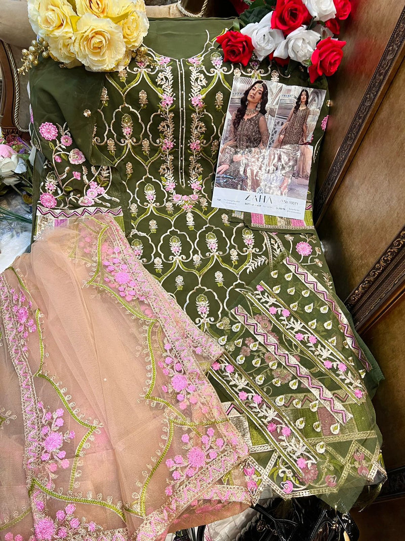 Zaha Dno 10071 Georgette With Heavy Embroidery Work Stylish Designer Pakistani Party Wear Salwar Kameez