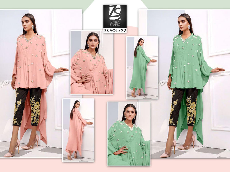 Zara Studio Vol 22 Georgette Stylish Hand Work Designer Wear Kurti