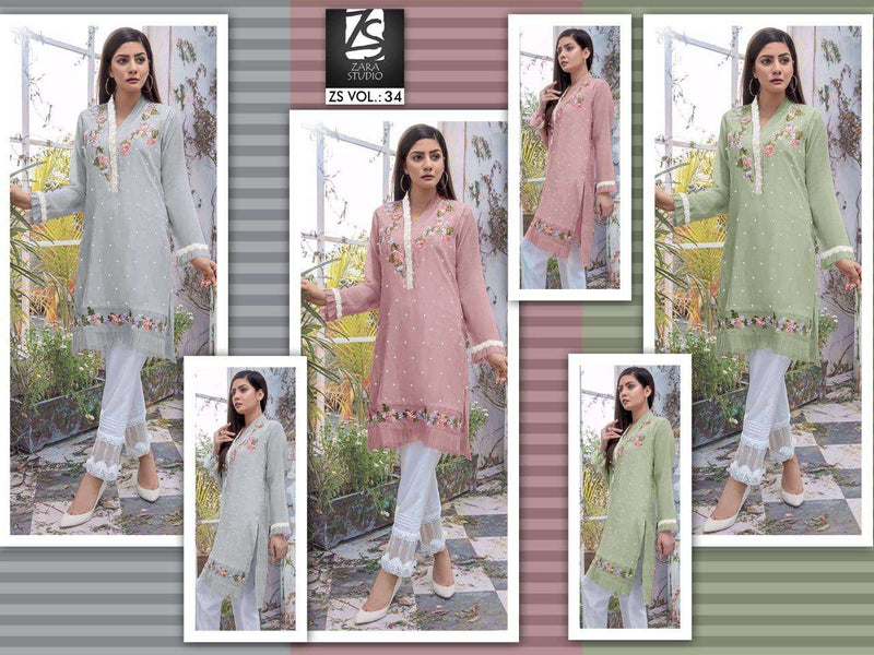 Zara Studio Vol 34 Stylish Hand Work Designer Wear Kurti