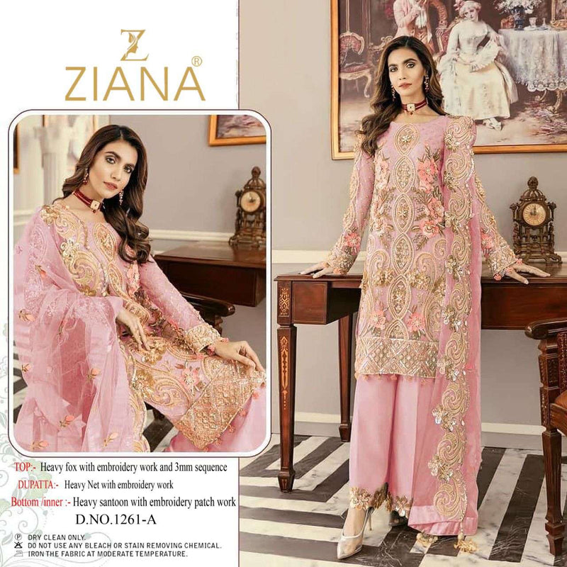 Ziana Dno 1261 A Fox Georgette With Heavy Embroidered Work Stylish Designer Pakistani Style Salwar Suit