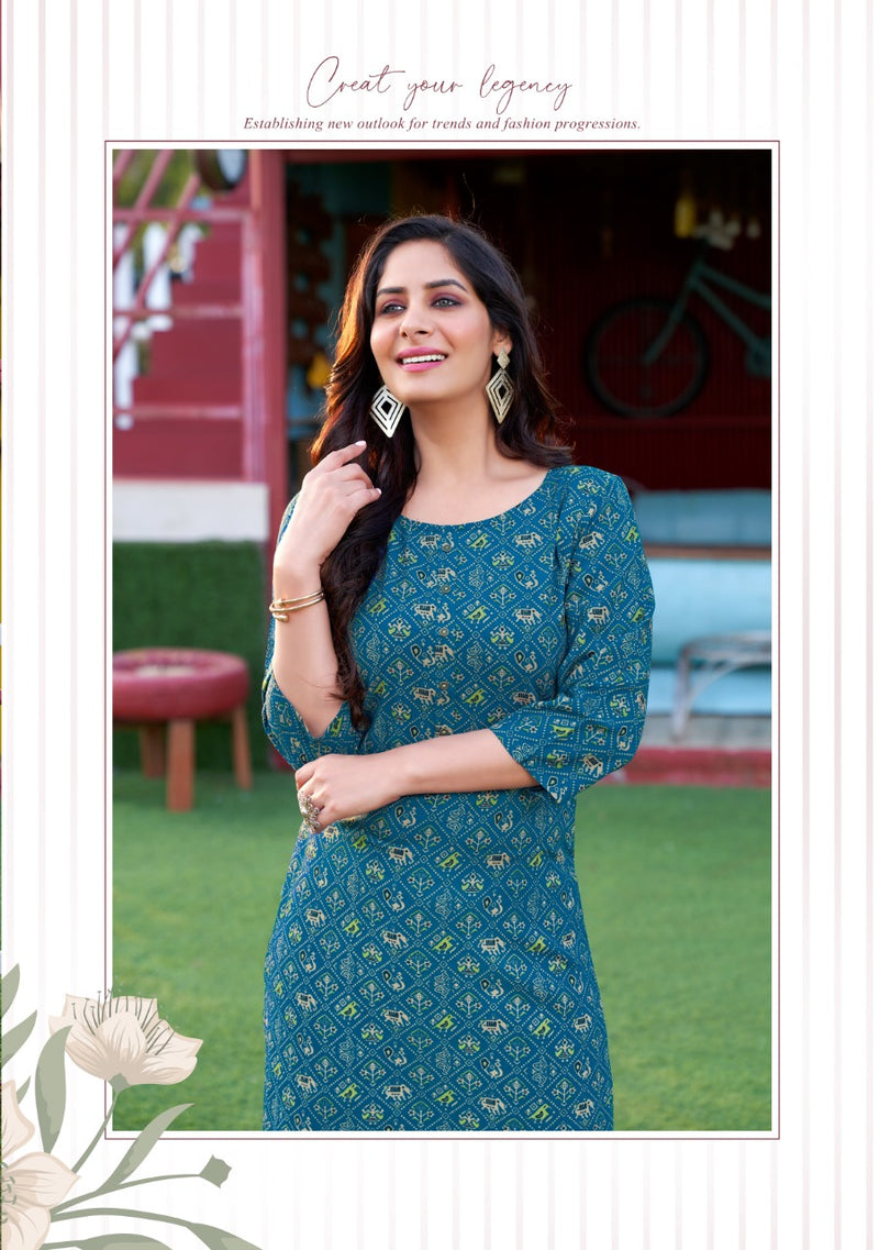 Zoori Akshara Vol 13 Rayon Stylish Designer Casual Wear Kurti Collection